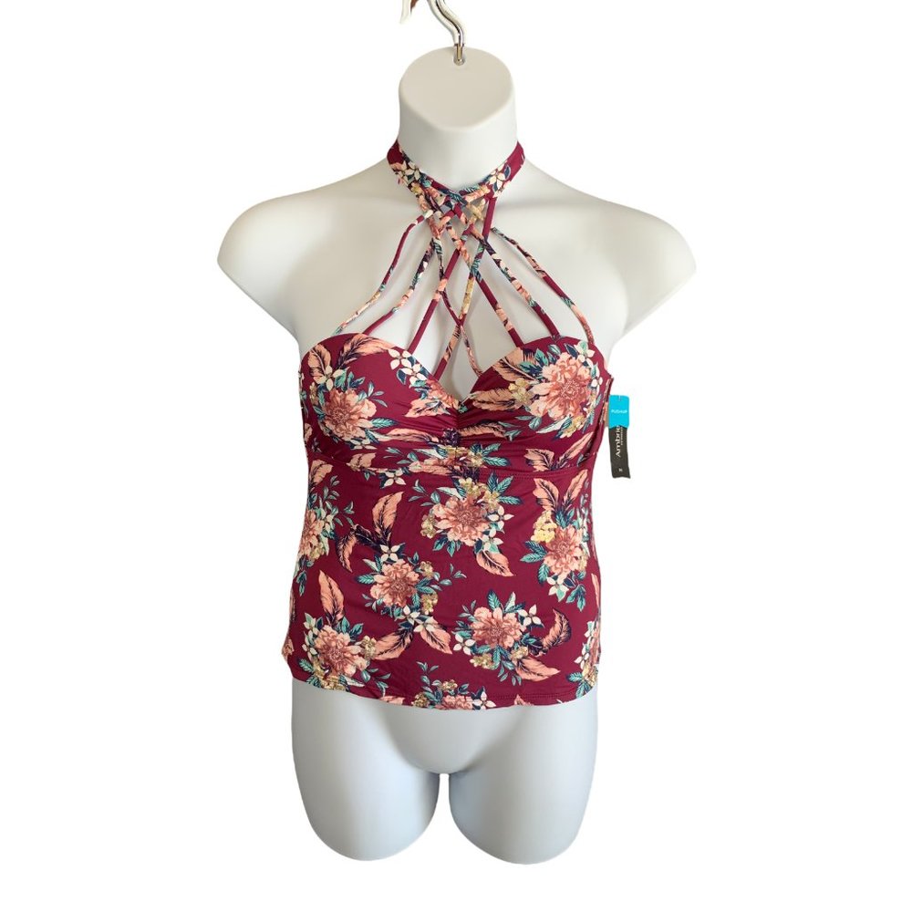 Women's Floral Bandeau Swimsuit Top Size Medium